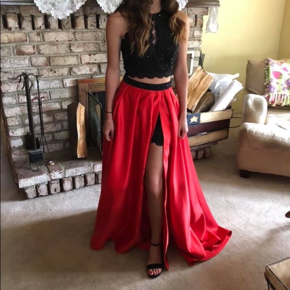 Rachel Allan red black prom/formal dress